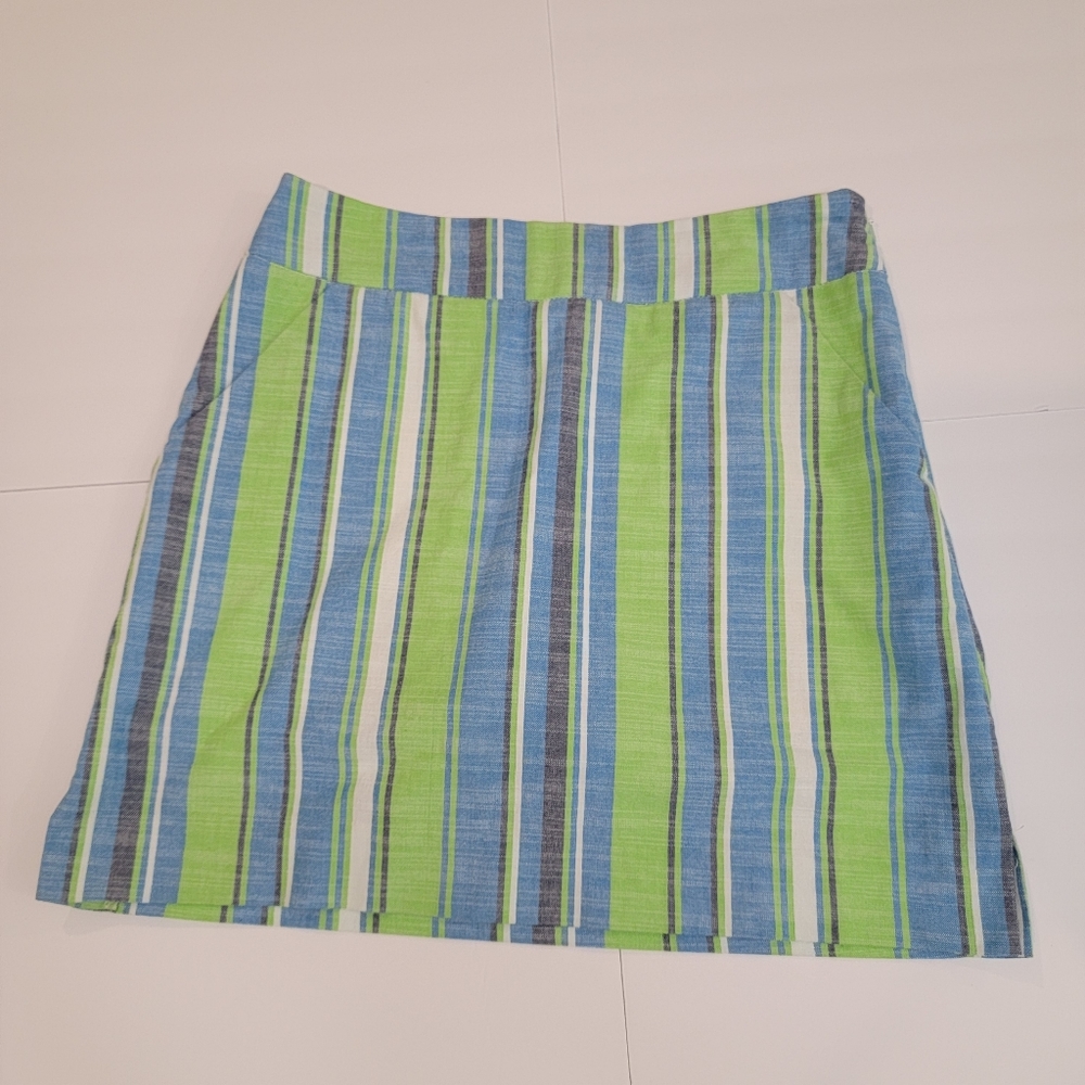 Loudmouth Ladies Skort Blue Green White Stripe Size 0 US
